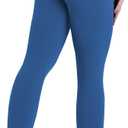 Sustainable Butt Lifting Capri Leggings with Pockets for Women, High Waisted No Front Seam Tummy Control Workout Yoga Pants (Blue, L)