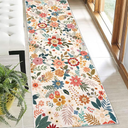 Entryway Rug Door Mat Indoor Entrance Non Slip Machine Washable Area Rugs 2x3 Small Boho Black Floral Front Door Entry Mats Low Pile Carpet Throw Rugs for Entryway Bedroom Kitchen (White)