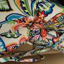 Pillow Perfect Bright Floral Indoor/Outdoor Tufted Wicker Chair Pad With Ties, 2 Count, 18.5" x 19", Blue/Green Copeland