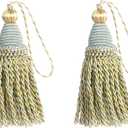 2 Pack Braided Tassel 24cm/9 Inch Key With Loops, Handmade Twisted Craft, DIY Accessories for Home Decoration