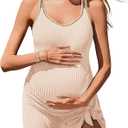 Summer Mae Ribbed Maternity One Piece Swim Dress Pregnancy Swimsuit with Built-in Bottom Swimwear Tie Knot Skirt Bathing Suit
, SIZE 10