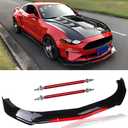 Universal Front Bumper Lip Chin Spoiler Splitter Diffuser Guard Wing Protector Trim Car Body Kit with Adjustable Support Splitter