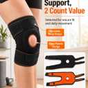 Knee Brace for Women and Men, 2 Count Adjustable Open Patella Knee Brace with 4 Side Stabilizers, Wraparound 3mm Neoprene Knee Support for Running, Walking, Gym, Fits 1328 in Thigh