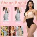 Thong Shapewear Tummy Control, High Waist Underwear Panties Super Comfort Womens Thong Underwear (Black, S)