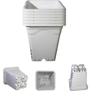 HG9X9SW 9"x9" White10" Tall.Plastic Square Nursery Pots,Light Tight and Durable Thickened (6)