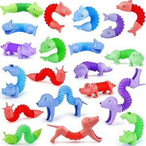 Easter Basket Stuffers for Toddlers Kids, 19 PCS Animal Pop Tubes Travel Toys,Party Favors,Classroom Prizes,Carnival Prizes,Piñata Stuffers,Stress Relief Sensory Toys for Kids 3-8