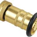 Fire Hose Nozzle 1" NPSH/NPT Fire Fighter Hose Nozzle 100 psi 75 gpm Brass Fire Equipment Spray Jet Fog,Heavy-Duty Industrial Brass Fire Equipment Water Hose Nozzle