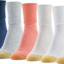 GOLDTOE Women's Classic Turn Cuff Socks (Multipairs) (Medium, White/Pink Assorted (6-pairs))