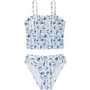 WDIRARA Girl's Graphic 2 Piece Seashell Graphic Tankini Set Spaghetti Strap Cute Swimsuit Bathing Suit