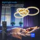 Modern LED Ceiling Light 90W Dimmable Ceiling Light Fixture with Remote Control 5 Rings Flush Mount Ceiling Light Gold Acrylic Chandelier LED for Living Room Bedroom Kitchen Light fixtures(4+1G01)