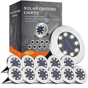 INCX Solar Lights for Outside,12 Pack Solar Lights Outdoor Waterproof, Solar Garden Lights Landscape Lighting for Patio Pathway Lawn Yard Deck Driveway Walkway, Cold White