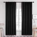 Deconovo Blackout Curtains 84 Inches Long, Black Blackout Curtains for Bedroom - 2 Panels, 52x84 Inch, Room Darkening Curtains for Living Room, Back Tab and Rod Pocket Black Curtains