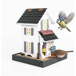 MEWANG Nature's Elegance Bird Feeder - Wooden Bird House, Exquisitely Crafted, Beautifully Decorative & Hang for Backyard Wildlife(White)