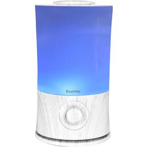 BlueHills Premium 2000 ML XL Large Essential Oil Diffuser Aromatherapy Humidifier for Large Room Home 40 Hour Run Huge Coverage Area Lights 2 Liter Extra Large Capacity Diffuser White Wood Grain E004