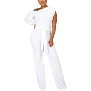 Jumpsuits for Women Dressy Fall Outfits Elegant Rompers Formal One Off The Shoulder Pant Suit for Evening Party, L