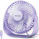 Gaiatop USB Desk Fan, 3 Speeds Strong Airflow, 5.5 Inch Portable 90 Rotate Quiet Cooling, Small Personal Table Fans for Bedroom Home Office Travel Purple