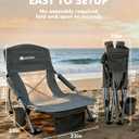 AKSOUL Folding Beach Chair for Adults: Low/High Back Chairs with Carry Bag - Extra Wide Seat Chair with Comfortable Pillow & Storage Pocket (1 Pack & 2 Pack, Blue)