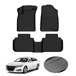 KUST All Weather Floor Mats for 2018 2019 2020 2021 Honda Accord Floor Liners Custom Fit 1st & 2nd Row Liners Black Non-Slip