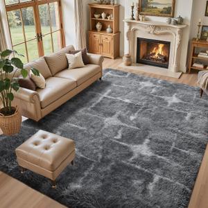 5x7 Ft Area Rugs for Living Room, Grey Plush Fluffy Shaggy Bedroom Rugs Non-Slip, Ultra Soft Carpet for Nursery Kids PlayRoom Dorm Office Indoor