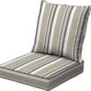 Arden earthFIBER Outdoor Deep Seat Cushion Set, 24 x 24, Rain-Proof, Fade Resistant, Deep Seat Bottom and Back Cushion for Chair, Sofa Taupe Grey Boardwalk Stripe