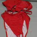 Cheeky Back Cross Bikini Sets for Women with Sexy High Waisted High Cut Side Straps Bottom (Large, Red)