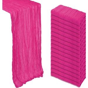 16 Pack Hot Pink Table Runner Cheesecloth 10Ft Spring Gauze Cheese Cloth Table Runner 120 Inch Boho Sheer Rustic Fabric for Party Holiday Decor Baby Shower Wedding Decoration