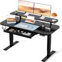 COMHOMA Electric Standing Desk with Drawers, 48 x 24'' Sit Stand up Desk with Monitor Stand, Laptop Stand, Height Adjustable Ergonomic Home Office Computer Desk with Memory Preset Controller (Black)