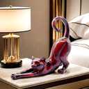 Cat Stretching Statue Figurine Sculpture Gifts for Cat Lover Art Cat Office Home Decor Desk Accessories Decoration