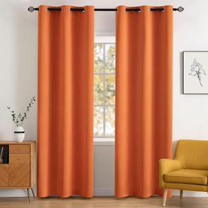 MIULEE 2 Panels Orange Blackout Curtains Room Darkening Thermal Insulated Fall Drapes Solid Window Treatment Set Grommet Top Light Blocking Curtain for Living Room/Bedroom 42x84 inch