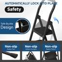 4 Step Ladder, Folding Step Stool with Wide Anti-Slip Pedal & Thick Rubber Feet, Handrail, Safe-Lock Design, Folding Portable Ladder for Multi-Purpose, 800lb, Black