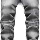 OIIIO Men's Retro Straight-Fit Stretch Jean (Gray)