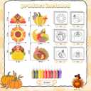 MLOLM 24 Sets Thanksgiving Sand Art Kit, DIY Fall Harvest Pumpkin Painting Craft with Colored Sand, Create Your Own Autumn Themed Art for Home Party Festival Activity Decor and Holiday Gift
