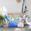 YRXRUS Outdoor Seashell Pillow, Light Blue Shell Pillows, Small 13x10 Inch Waterproof Throw Pillows for Beach Patio Furniture Garden Balcony Couch Home Decorative, Spring Summer Outdoor Gift