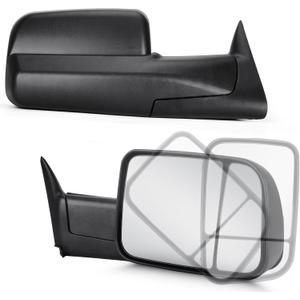 Youxmoto Towing Mirrors fit for Dodge Ram 1500 2500 3500 1994 1995 1996 1997 1998 1999 2000 2001 2002 Pickup Truck Mirrors, Manual Folding & Flip Up; Left+Right Side Mirrors; Black