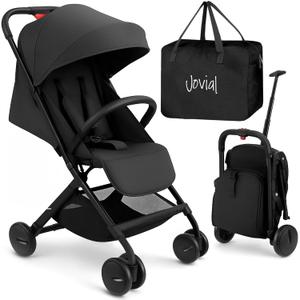 Jovial Lightweight Travel Baby Stroller with One-Hand Easy Fold, Compact Portable Baby Stroller for Everyday Use and Family Travel, with Canopy, Basket, and Included Storage Bag