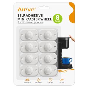 Aieve Self Adhesive Caster Wheels, 8 Pack Appliance Rollers for Kitchen Appliances, Small Appliance Wheels, Mini Swivel Wheels for Countertop
