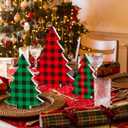 BBTO 6 Pieces Buffalo Plaid Tiered Tray Decor Wood Table Christmas Tree Rustic Wooden Pine Decor Christmas Tree Sign Xmas Table Centerpieces Sanding Wood Sign for Home Fireplace