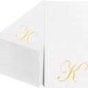 BUCLA 100PCS Gold Monogram Paper Napkins Letter K - Disposable Paper Napkins Elegant Metallic Golden Foil Gold Paper Napkin for Wedding, Birthday Party&Thanksgiving