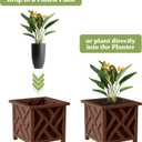 Pure Garden Lattice Design Outdoor Planter Box, Brown, 14.75” x 13”