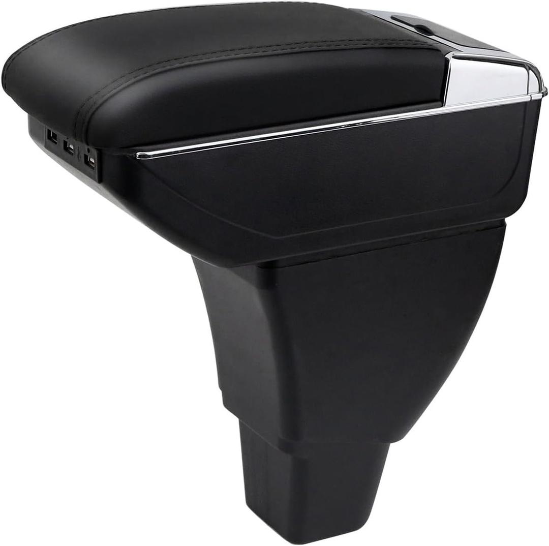 Console Armrest for Toyota bB Scion xB 2004 2005 2006 Center Storage Box with Base Cup Holder (All Black, Double Layer with 7 USB Port)