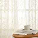 Sheer Curtains 2 Panels Set, Decorative Embroidered Leaf Design, Rod Pocket Light-Filtering Window Treatments for Living Room Bedroom, 54" W x 84" L