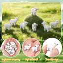 Amyhill 50 Pcs Mini Resin Lambs Tiny Goat Figurines Miniature Sheep Small Farm Animals Bulk for Spring Summer Christian DIY Micro Craft Planter Terrarium Garden First Communion Home Decor (White)