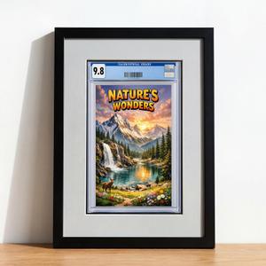 Single Graded Comic Book Frame 8.25" x 13" Book Display, UV Protected, Real Glass, Customized for Standard Graded Comic Books, Black Molding