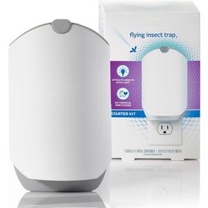 Flying Insect Trap for Indoors, Light Trap, Captures Fruit Flies, Gnats, Houseflies,1 Starter Kit + 1 Refill Cartridges