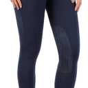 beroy Kids Horse Riding Knee-Patches Pants Girls Equestrian Front-Zip Breeches Legging with Pockets (Blue, S)