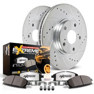 PowerStop Front Brake Kit For Toyota 4Runner 2003-09 |FJ Cruiser 2007-14 |Tacoma 2005-23 - Truck & Tow Carbon Fiber Ceramic Brake Pads + Drilled & Slotted Rotors Upgrade, K137-36
