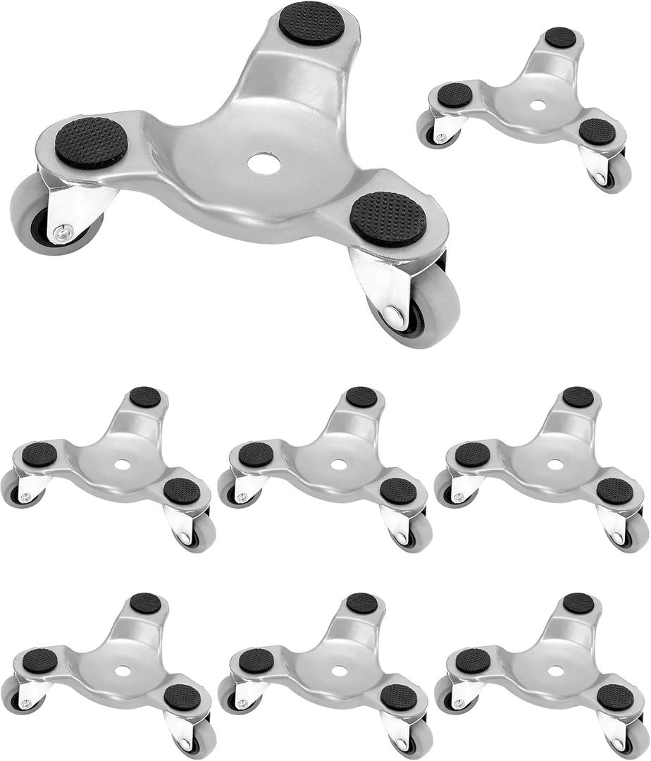 QWORK 8 pcs 6" Steel Tri-Dolly, 200 lbs Load Capacity, Great for Moving Furniture & Appliances