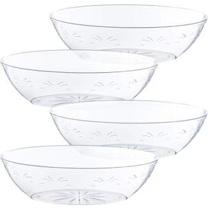 PLASTICPRO Disposable Oval Serving Bowls, Party Snack or Salad Bowl, 64-Ounce, Plastic Crystal Clear Pack of 4 PLASTICPRO Disposable Oval Serving Bowls, Party Snack or Salad Bowl, 64-Ounce, Plastic Crystal Clear Pack of 4