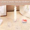 30 Pcs Glass Taper Candle Holders Candlestick Holders Clear Short Tapered Candle Holder Bulk, Elegant Glass Candle Sticks Set for Wedding Christmas Table Centerpiece Clear