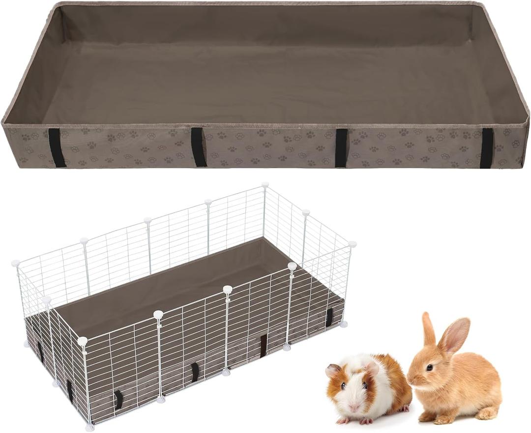 Waterproof Guinea Pig Cage Liner,Washable Tarp Bottom Base,Cage Liners for Small Animals,Hamster Chinchilla Hedgehog Ferret Rabbit. (Tan Brown-Paw, 28" X 56")